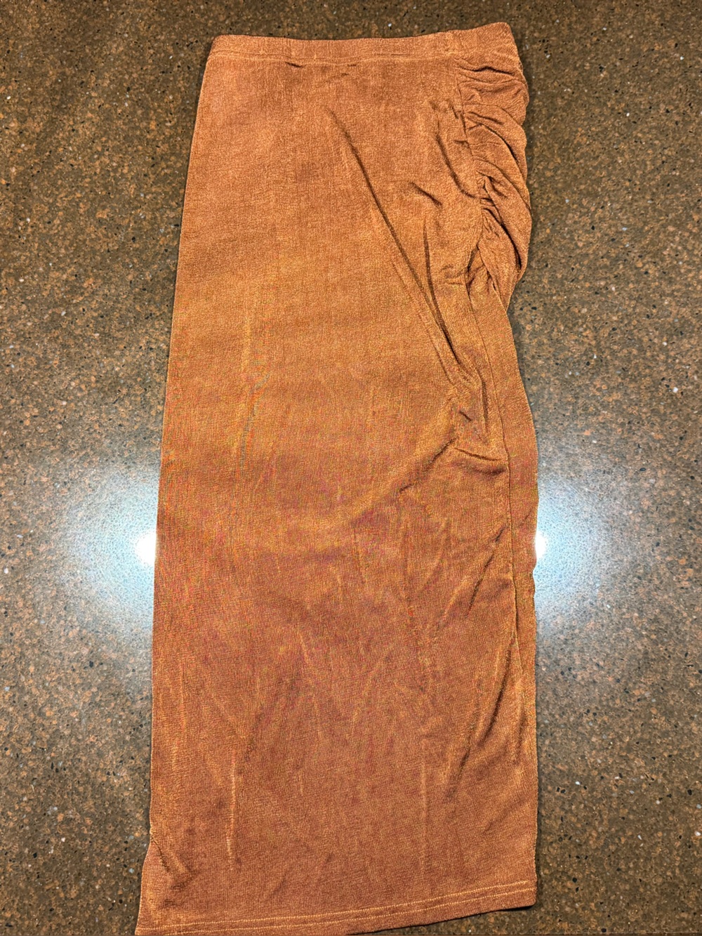 SHEIN Rust Orange Maxi Skirt with Side Ruching